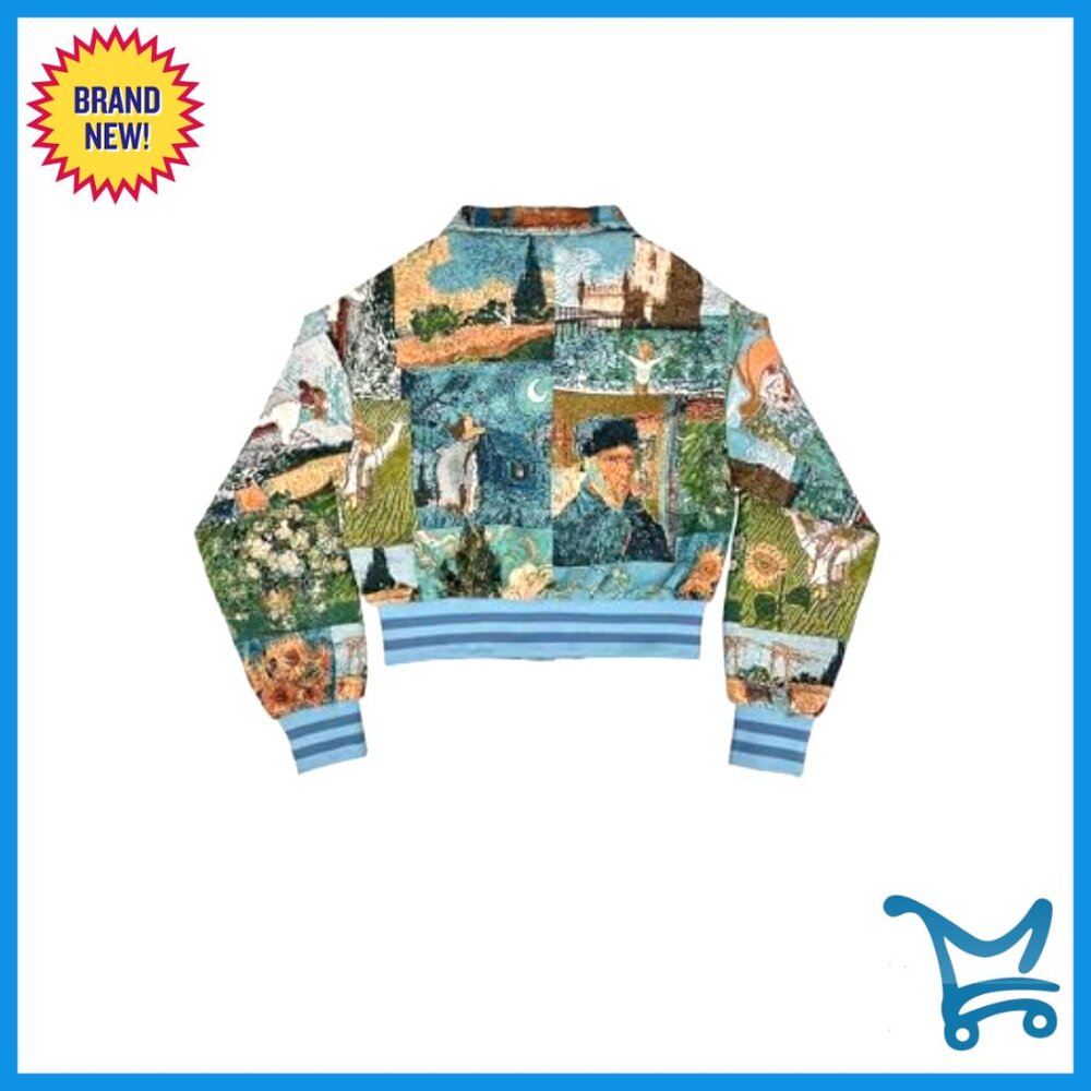 Cropped Floral Bomber Jacket, Lightweight Polyester, Button Down, Casual - Picture 5 of 5